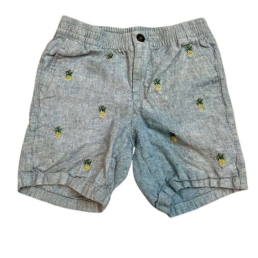 Janie and Jack Chambray Pineapple Linen Blend Shorts - Size 5